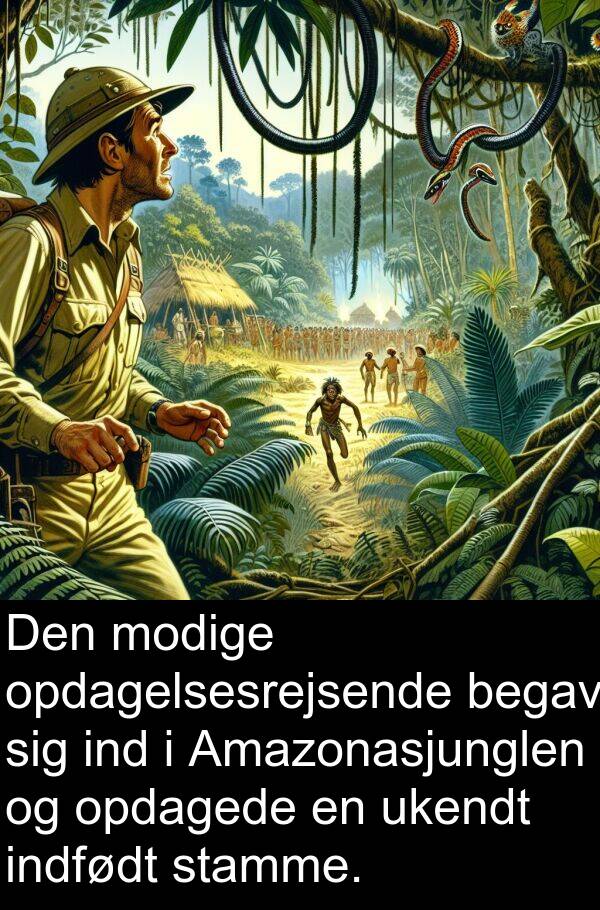 ind: Den modige opdagelsesrejsende begav sig ind i Amazonasjunglen og opdagede en ukendt indfødt stamme.