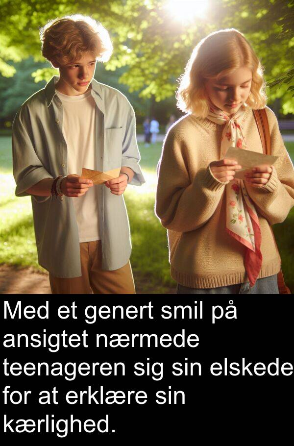 genert: Med et genert smil på ansigtet nærmede teenageren sig sin elskede for at erklære sin kærlighed.