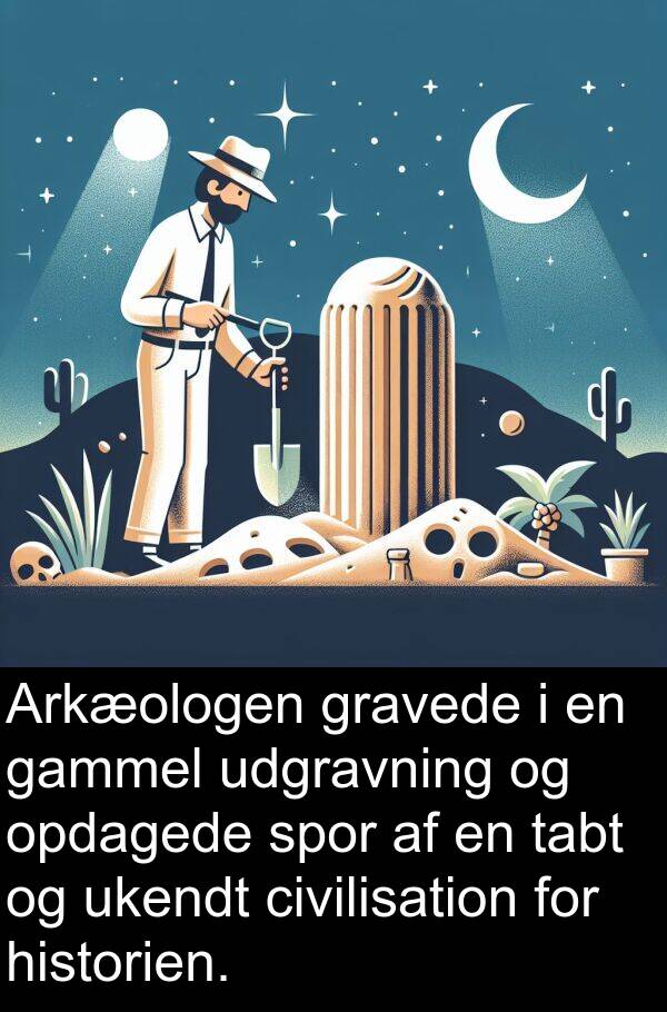 gammel: Arkæologen gravede i en gammel udgravning og opdagede spor af en tabt og ukendt civilisation for historien.