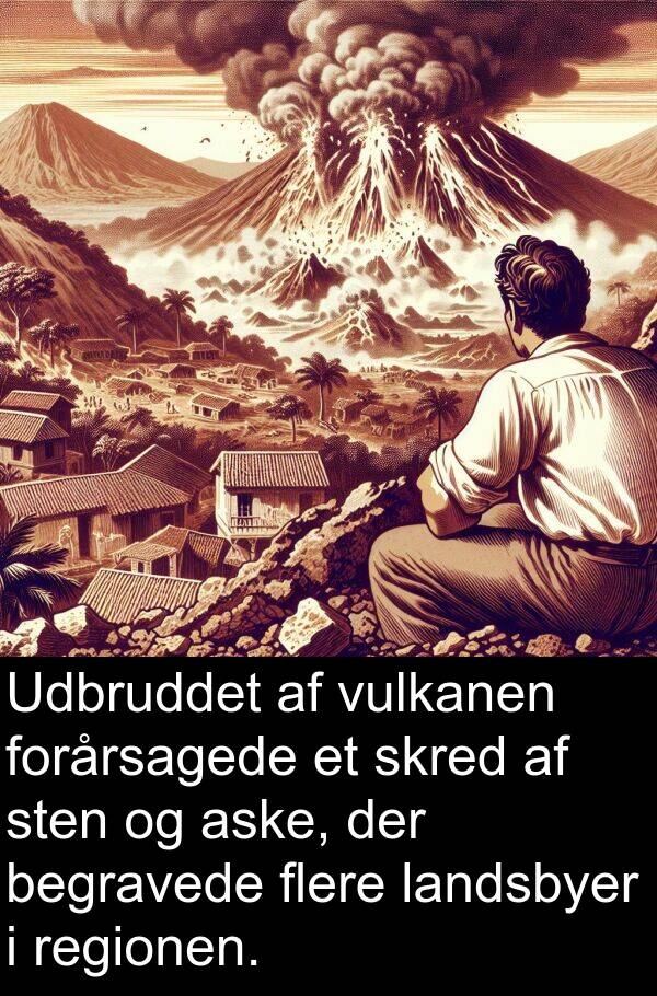 vulkanen: Udbruddet af vulkanen forårsagede et skred af sten og aske, der begravede flere landsbyer i regionen.