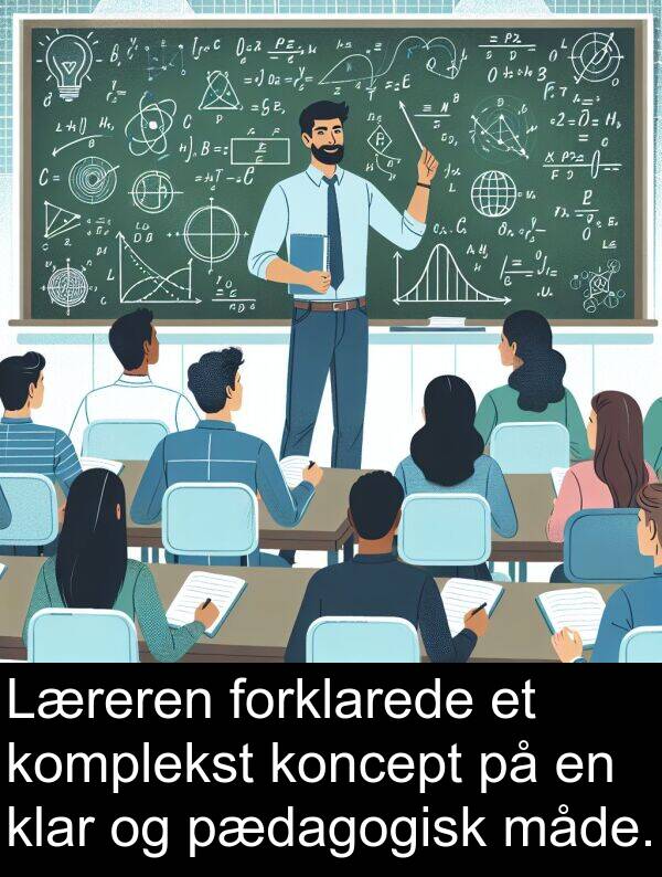 koncept: Læreren forklarede et komplekst koncept på en klar og pædagogisk måde.