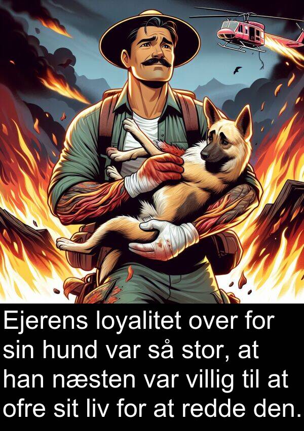 villig: Ejerens loyalitet over for sin hund var så stor, at han næsten var villig til at ofre sit liv for at redde den.