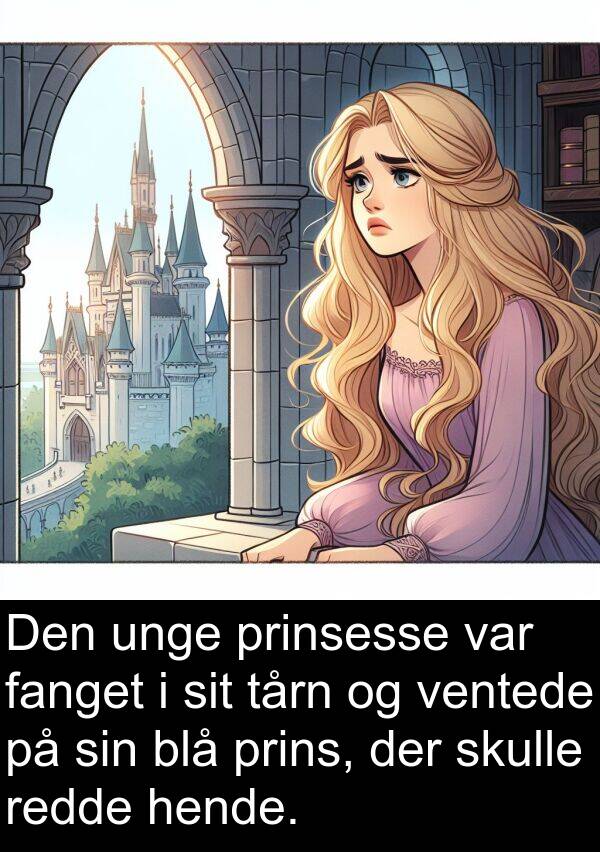 ventede: Den unge prinsesse var fanget i sit tårn og ventede på sin blå prins, der skulle redde hende.