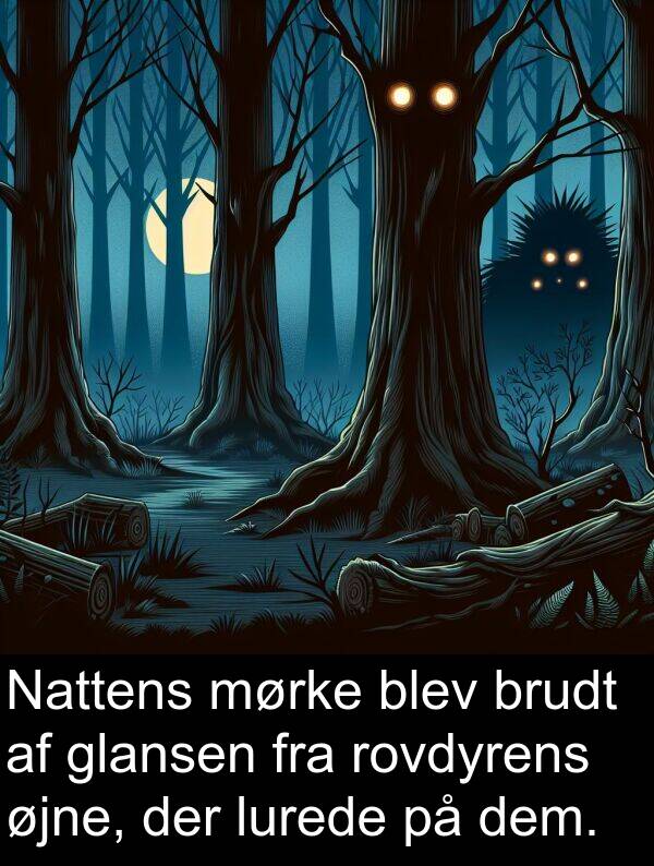 øjne: Nattens mørke blev brudt af glansen fra rovdyrens øjne, der lurede på dem.