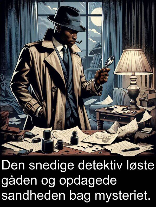 gåden: Den snedige detektiv løste gåden og opdagede sandheden bag mysteriet.