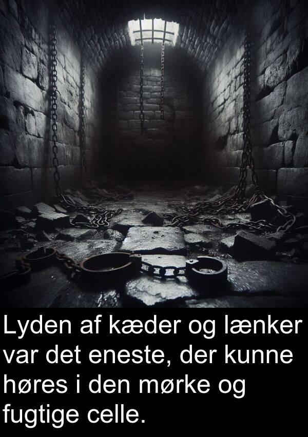 kæder: Lyden af kæder og lænker var det eneste, der kunne høres i den mørke og fugtige celle.