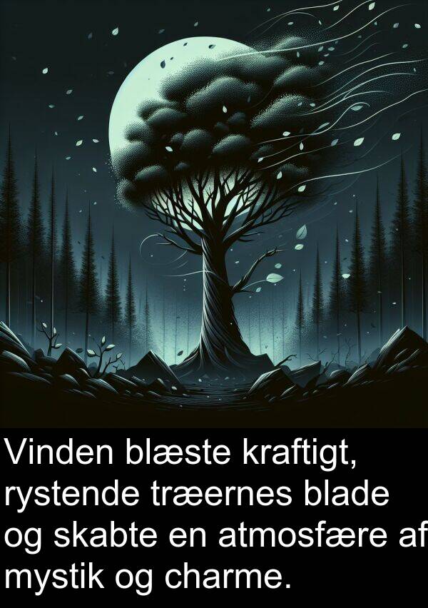 mystik: Vinden blæste kraftigt, rystende træernes blade og skabte en atmosfære af mystik og charme.