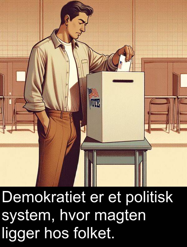 hvor: Demokratiet er et politisk system, hvor magten ligger hos folket.