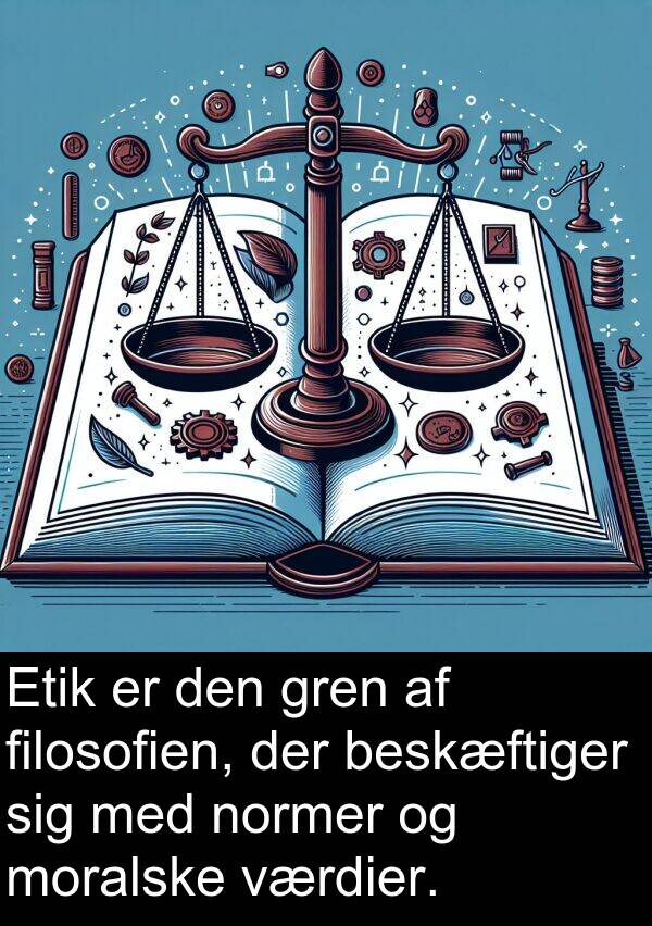 værdier: Etik er den gren af filosofien, der beskæftiger sig med normer og moralske værdier.