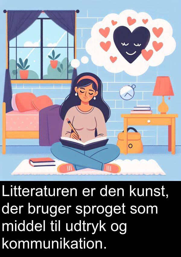 kunst: Litteraturen er den kunst, der bruger sproget som middel til udtryk og kommunikation.