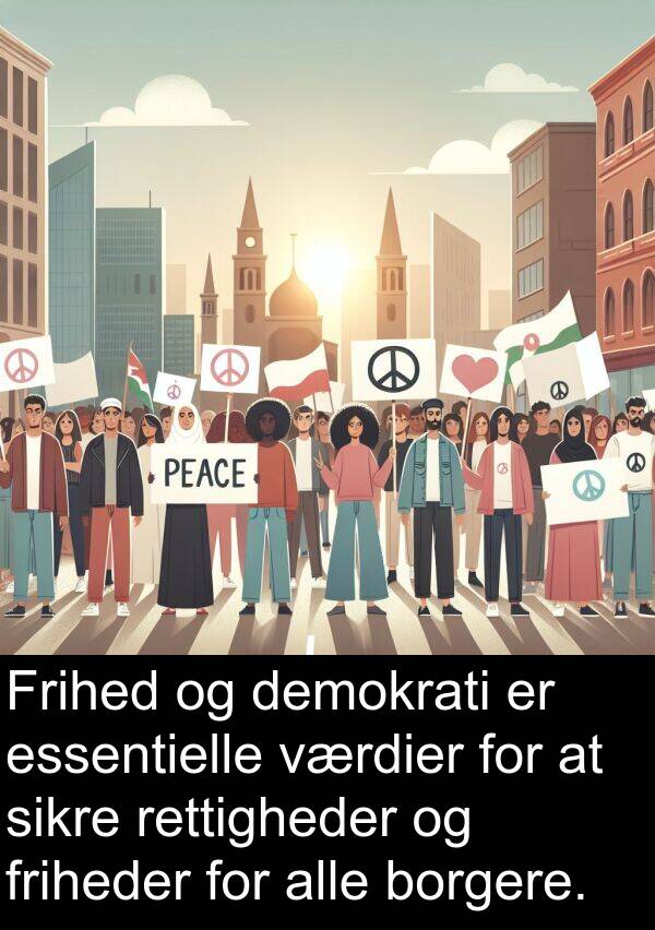 borgere: Frihed og demokrati er essentielle værdier for at sikre rettigheder og friheder for alle borgere.