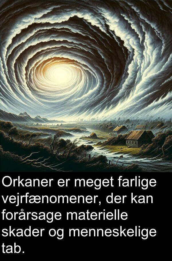 vejrfænomener: Orkaner er meget farlige vejrfænomener, der kan forårsage materielle skader og menneskelige tab.