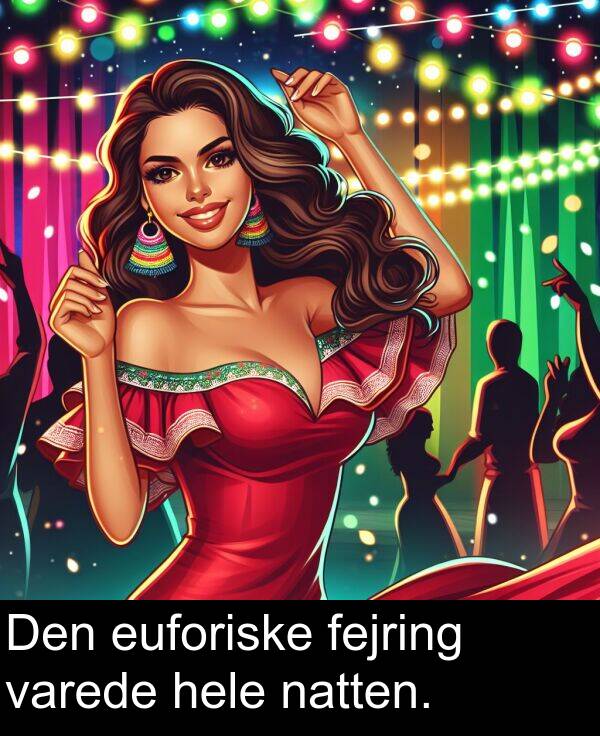 varede: Den euforiske fejring varede hele natten.
