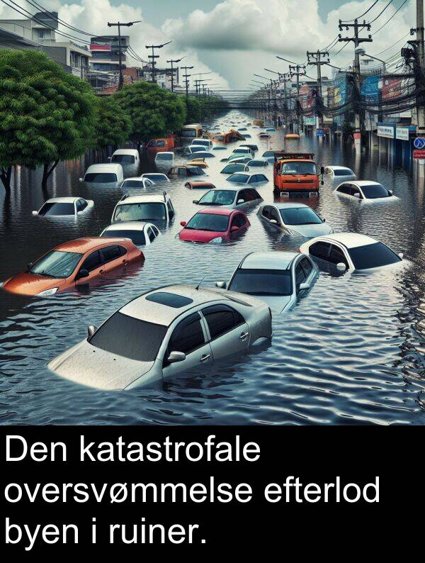 katastrofale: Den katastrofale oversvømmelse efterlod byen i ruiner.