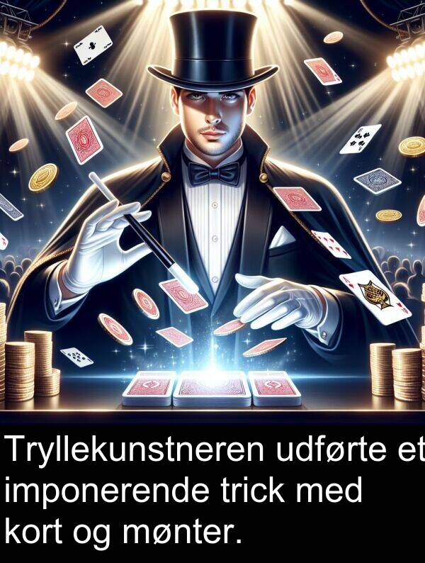 kort: Tryllekunstneren udførte et imponerende trick med kort og mønter.