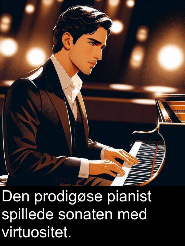 virtuositet: Den prodigøse pianist spillede sonaten med virtuositet.