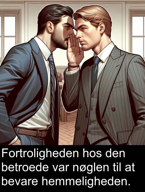 hos: Fortroligheden hos den betroede var nøglen til at bevare hemmeligheden.