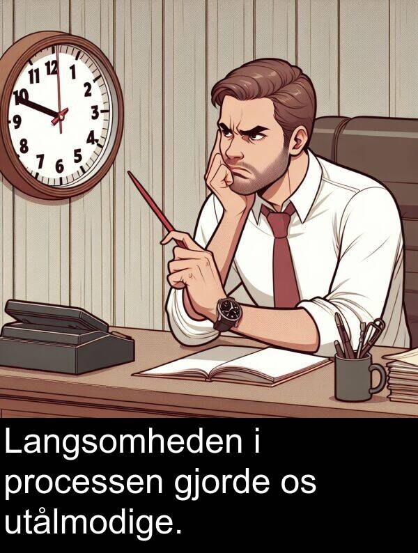 processen: Langsomheden i processen gjorde os utålmodige.