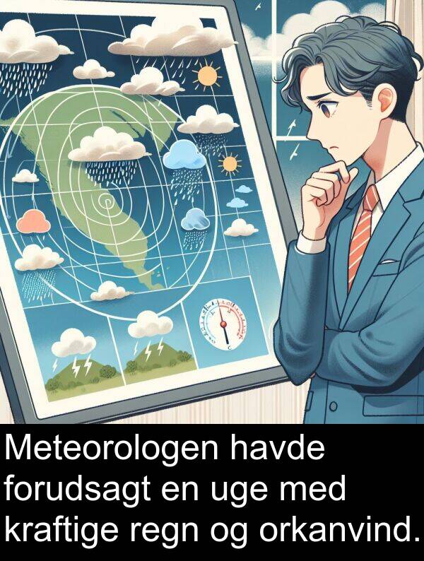 kraftige: Meteorologen havde forudsagt en uge med kraftige regn og orkanvind.
