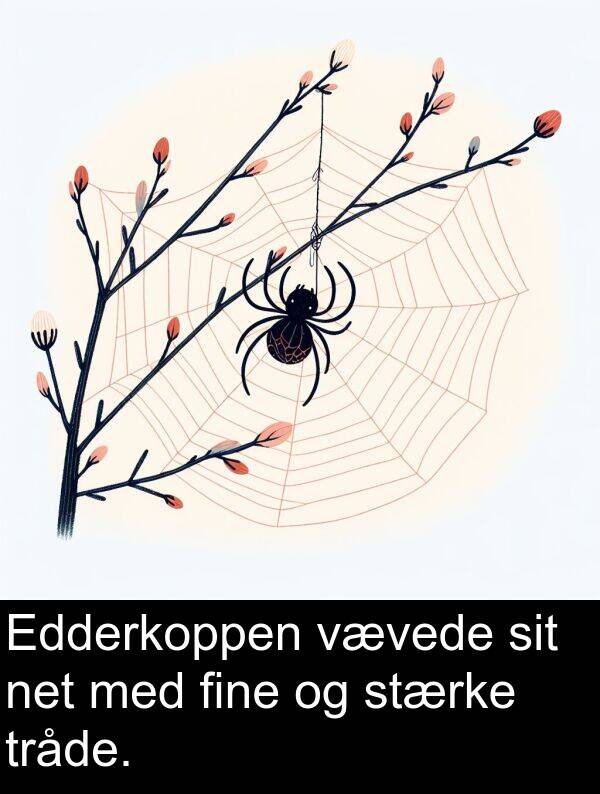 vævede: Edderkoppen vævede sit net med fine og stærke tråde.