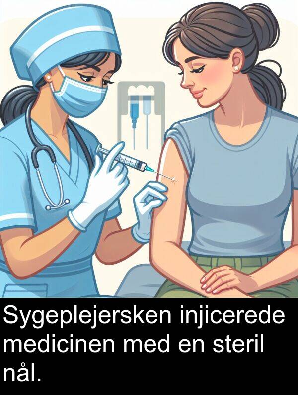medicinen: Sygeplejersken injicerede medicinen med en steril nål.