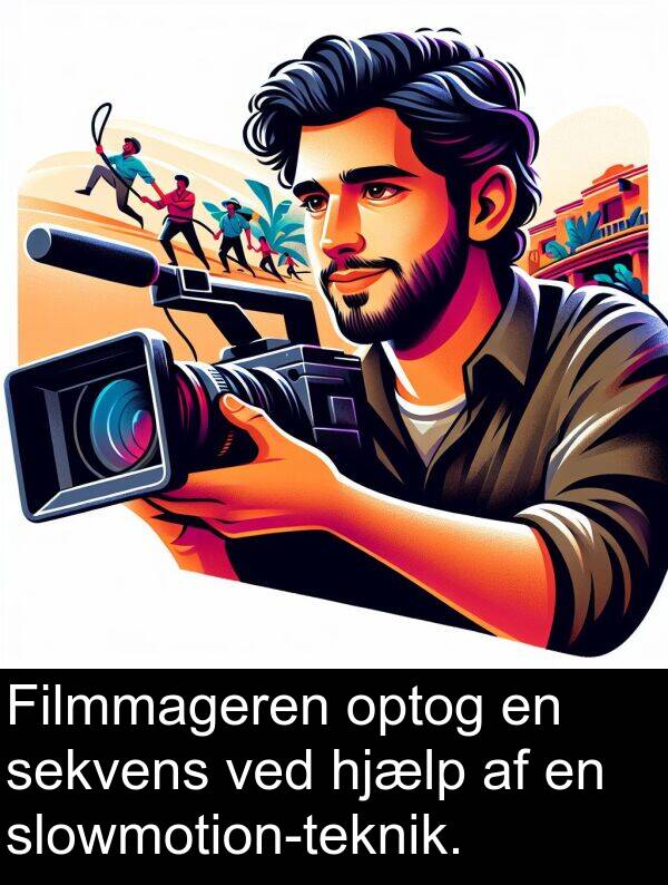 hjælp: Filmmageren optog en sekvens ved hjælp af en slowmotion-teknik.
