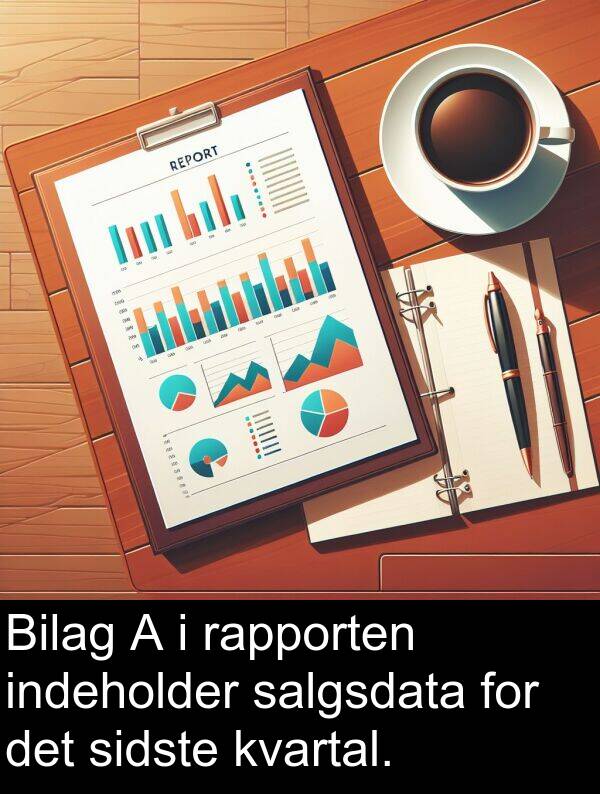 kvartal: Bilag A i rapporten indeholder salgsdata for det sidste kvartal.