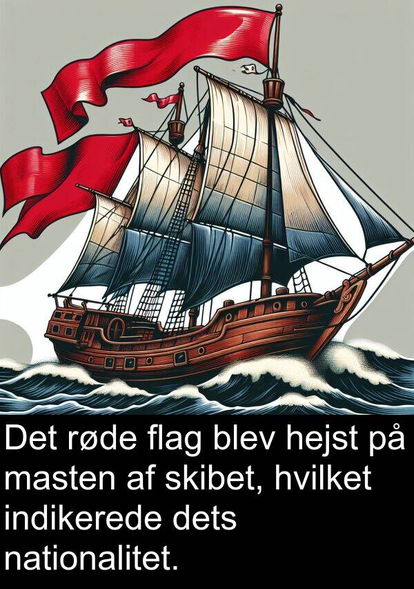 masten: Det røde flag blev hejst på masten af skibet, hvilket indikerede dets nationalitet.