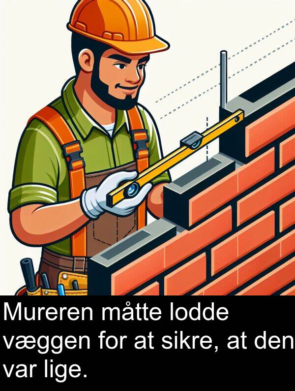 væggen: Mureren måtte lodde væggen for at sikre, at den var lige.