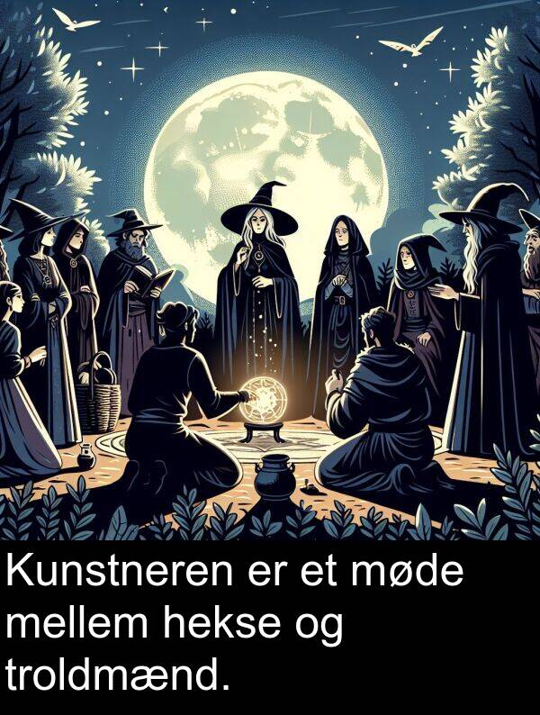 møde: Kunstneren er et møde mellem hekse og troldmænd.