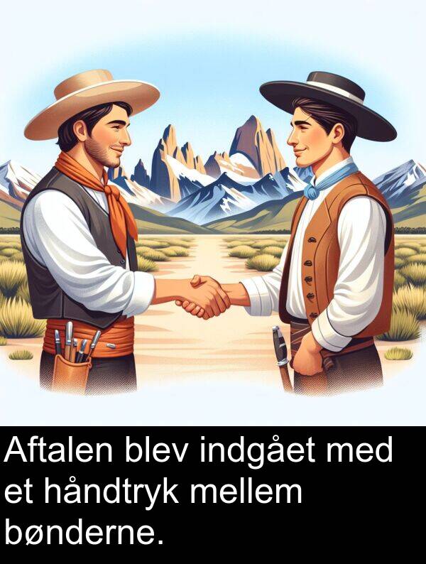 håndtryk: Aftalen blev indgået med et håndtryk mellem bønderne.