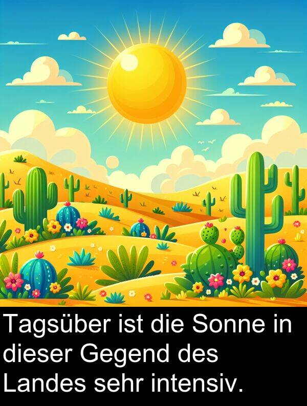 Tagsüber: Tagsüber ist die Sonne in dieser Gegend des Landes sehr intensiv.