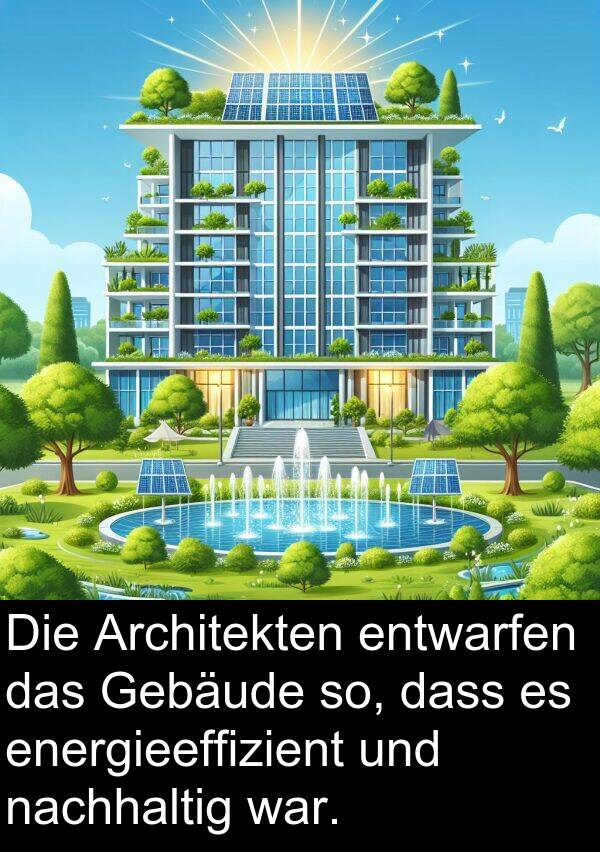 Architekten: Die Architekten entwarfen das Gebäude so, dass es energieeffizient und nachhaltig war.