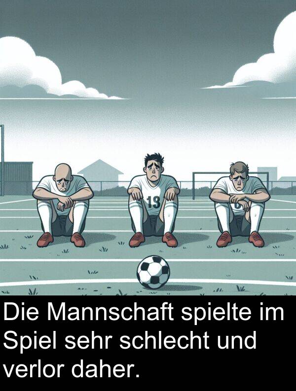 Spiel: Die Mannschaft spielte im Spiel sehr schlecht und verlor daher.