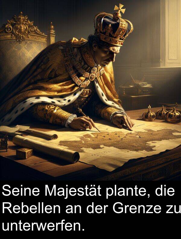 plante: Seine Majestät plante, die Rebellen an der Grenze zu unterwerfen.