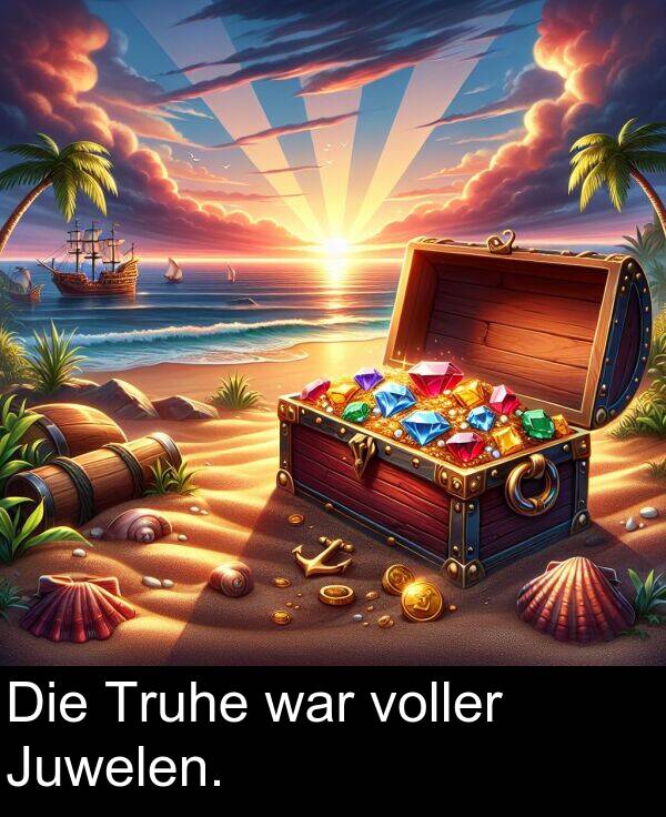 war: Die Truhe war voller Juwelen.