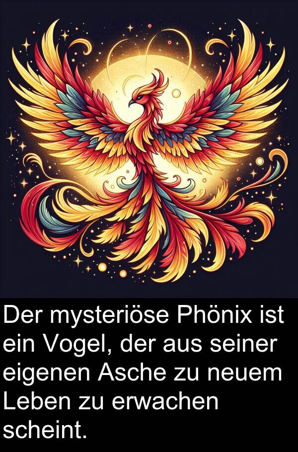 scheint: Der mysteriöse Phönix ist ein Vogel, der aus seiner eigenen Asche zu neuem Leben zu erwachen scheint.