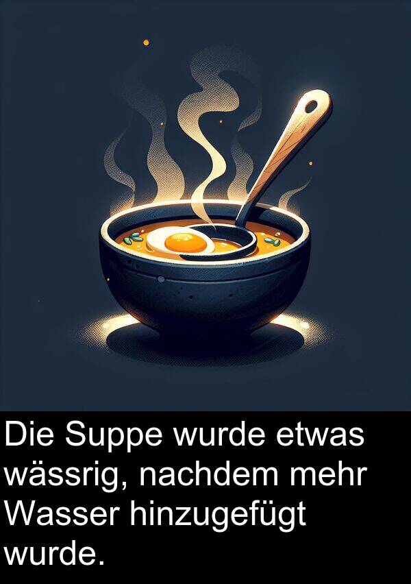 Suppe: Die Suppe wurde etwas wässrig, nachdem mehr Wasser hinzugefügt wurde.