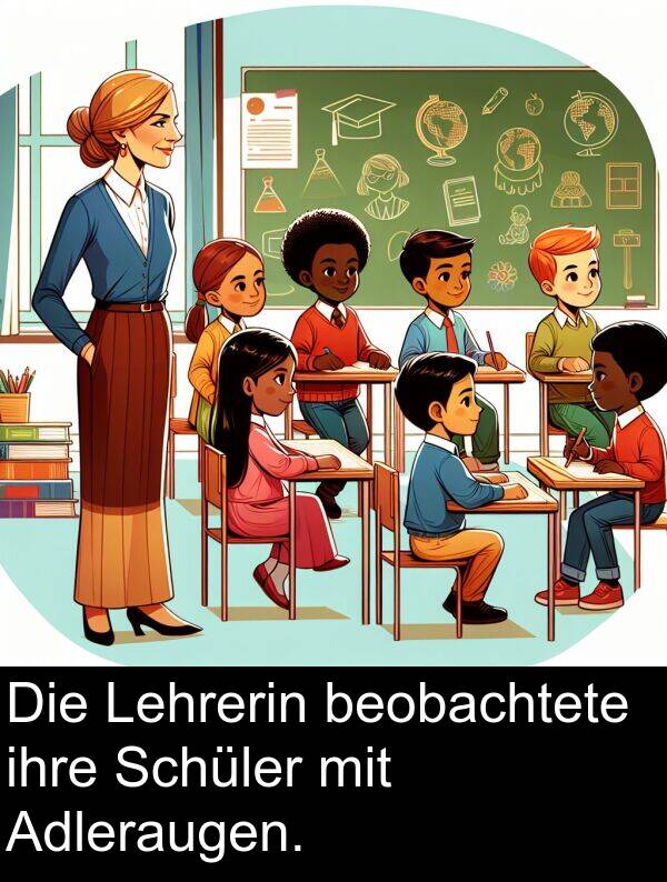 ihre: Die Lehrerin beobachtete ihre Schüler mit Adleraugen.