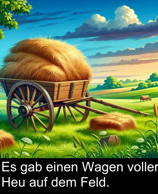 Wagen: Es gab einen Wagen voller Heu auf dem Feld.