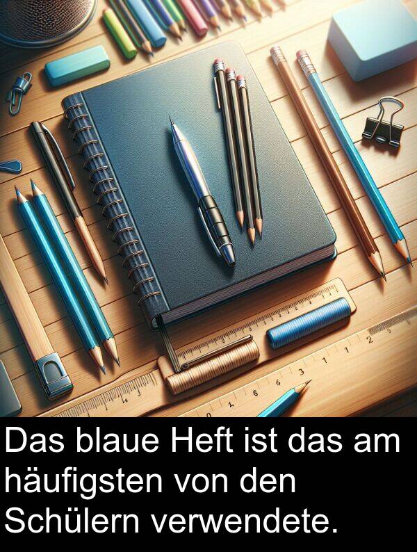 häufigsten: Das blaue Heft ist das am häufigsten von den Schülern verwendete.