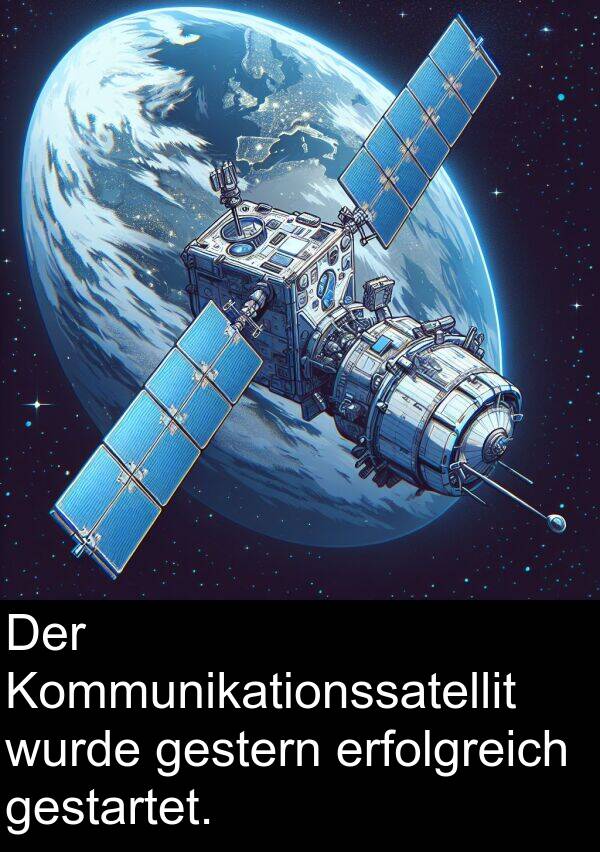 wurde: Der Kommunikationssatellit wurde gestern erfolgreich gestartet.