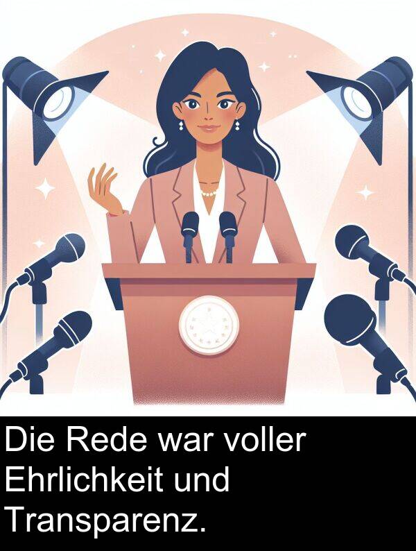Rede: Die Rede war voller Ehrlichkeit und Transparenz.