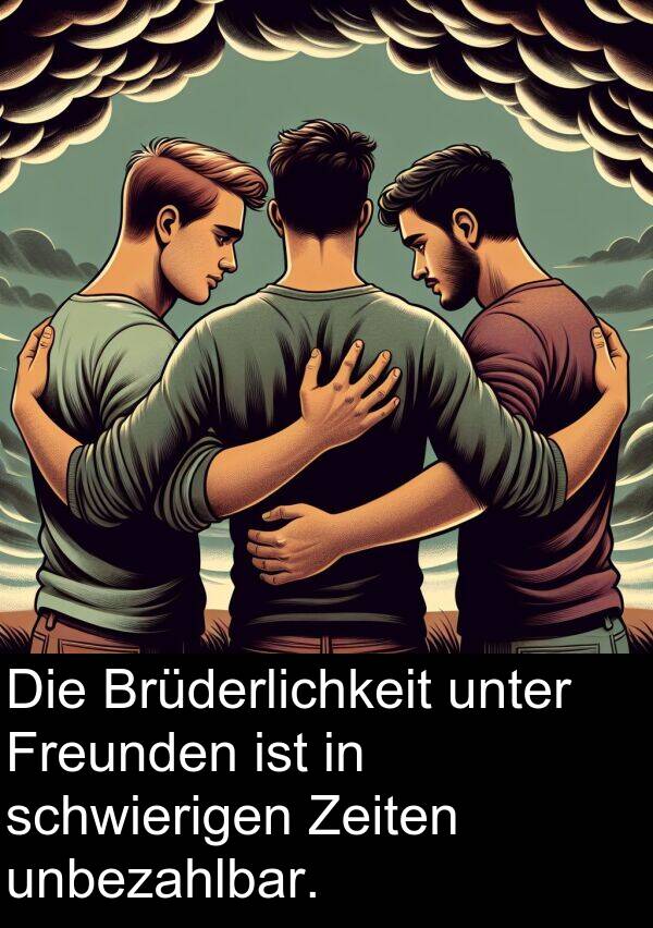 unter: Die Brüderlichkeit unter Freunden ist in schwierigen Zeiten unbezahlbar.