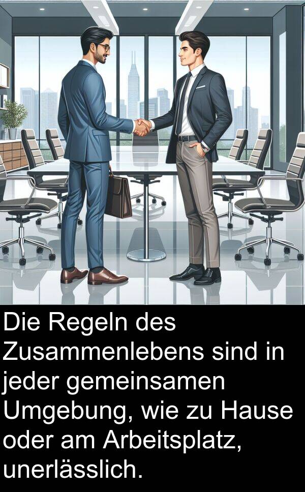 Regeln: Die Regeln des Zusammenlebens sind in jeder gemeinsamen Umgebung, wie zu Hause oder am Arbeitsplatz, unerlässlich.