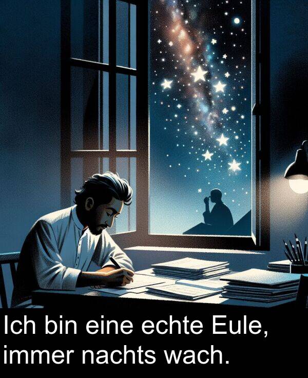 wach: Ich bin eine echte Eule, immer nachts wach.