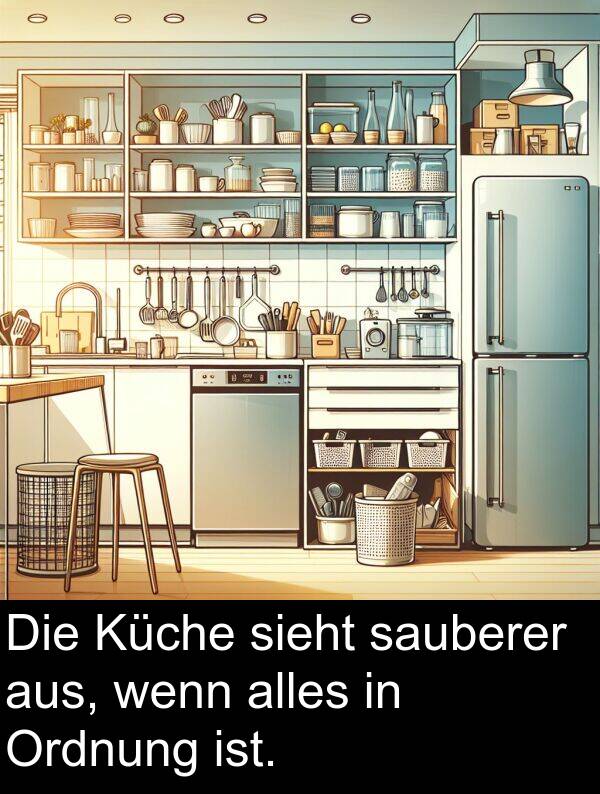 Küche: Die Küche sieht sauberer aus, wenn alles in Ordnung ist.