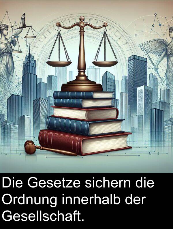 Gesetze: Die Gesetze sichern die Ordnung innerhalb der Gesellschaft.