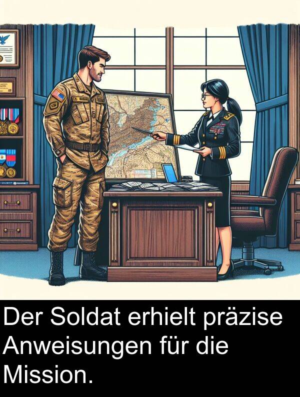 Soldat: Der Soldat erhielt präzise Anweisungen für die Mission.