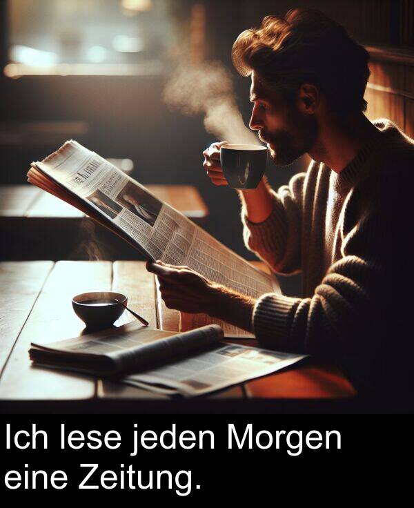 lese: Ich lese jeden Morgen eine Zeitung.